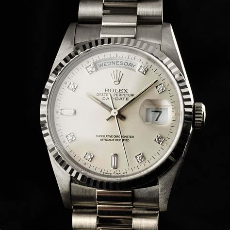 rolex white gold day date factory diamond|rolex day date 36mm gold.